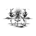 Caribbean beach  tattoo design idea