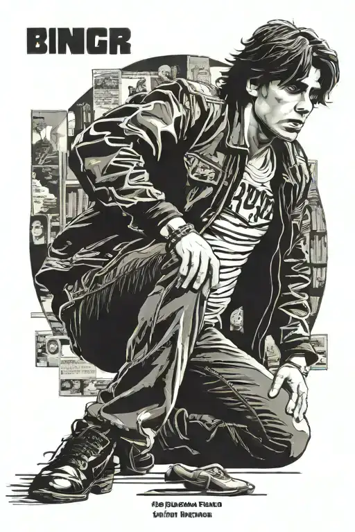 (John Bender from the breakfast club) ending on field with fist in the air tattoo design idea
