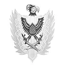 A military-inspired tattoo featuring a fierce eagle perched on a shield, symbolizing protection and family, in a blackwork style tattoo design idea