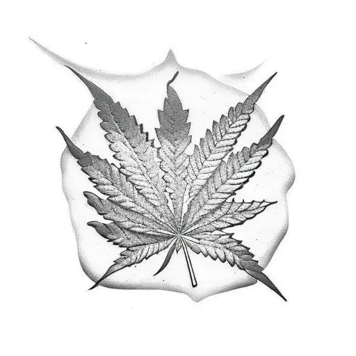 A dotwork tattoo of a marijuana leaf merged with a vinyl record, representing your passion for both music and cannabis. tattoo design idea