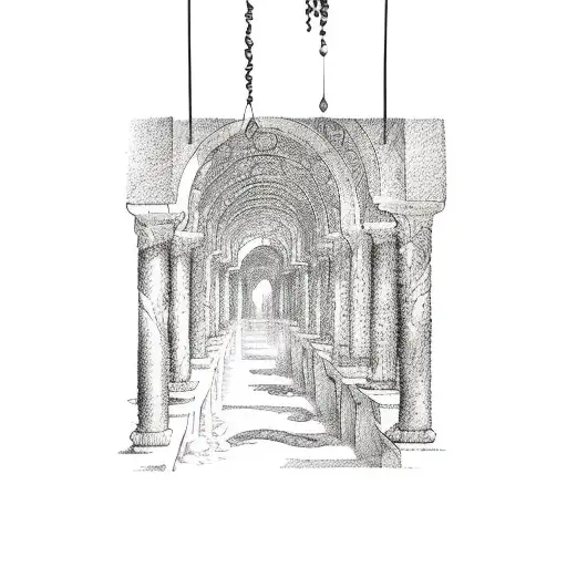 gardens of babylon hanging from lips tattoo design idea