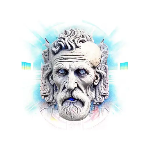 photo of the face of the philosopher Tales Miletus tattoo design idea