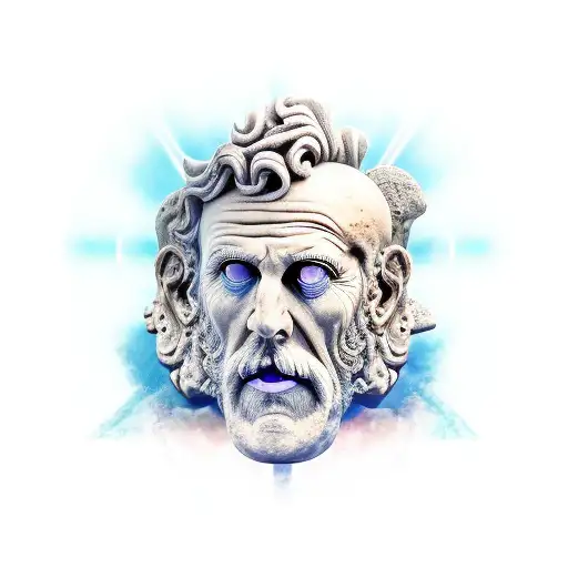 photo of the face of the philosopher Tales Miletus tattoo design idea