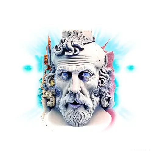 photo of the face of the philosopher Tales Miletus tattoo design idea