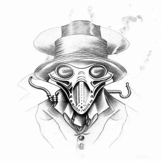 Steampunk plague doctor  tattoo design idea