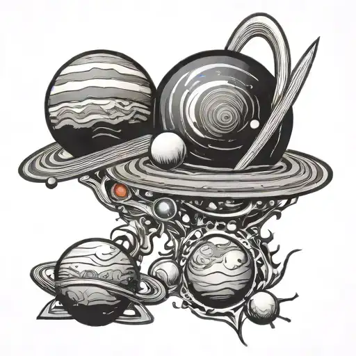 Planeten Saturn Mars Pluto planet tattoo design idea