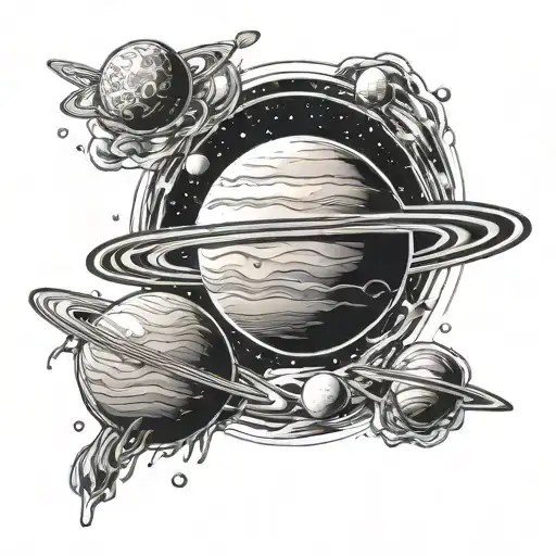 Planeten Saturn Mars Pluto planet tattoo design idea