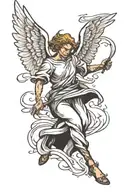 a simple angry angel falling tattoo design idea