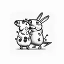 Peppa pig fighting Pikachu tattoo design idea