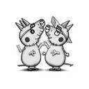 Peppa pig fighting Pikachu tattoo design idea