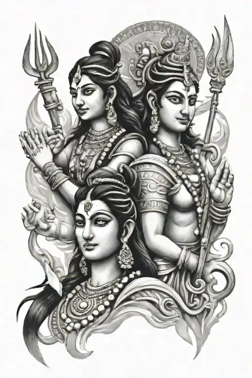 shiva and parvati tattoo design idea