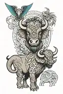bison, Phoenix, elephant tattoo design idea