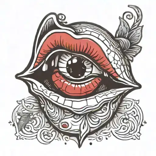 bite mark with kiss mark inside  tattoo design idea