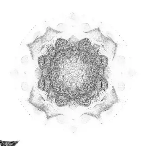 A psychedelic mandala with intricate patterns and vibrant colors representing spirituality and consciousness tattoo design idea