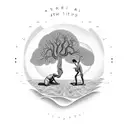 A surreal landscape where the physical therapist is helping a person transcend into a higher state of consciousness, combining their occupation with spirituality tattoo design idea