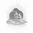 A surreal landscape where the physical therapist is helping a person transcend into a higher state of consciousness, combining their occupation with spirituality tattoo design idea