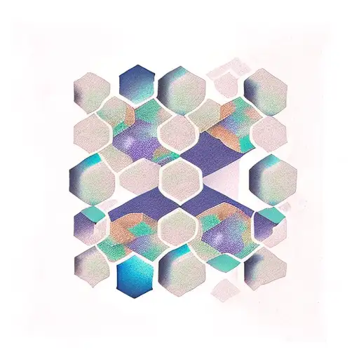 hexagons with colorful tattos on each tattoo design idea