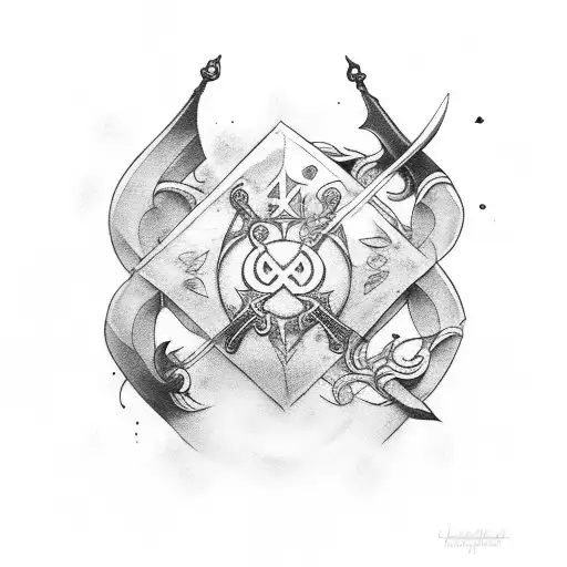 Zoro's three swords crossed tattoo design idea