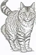 A long-haired tabby cat with honey-coloured eyes and a long whisker tattoo design idea