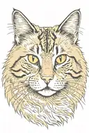 A long-haired tabby cat with honey-coloured eyes and a long whisker tattoo design idea