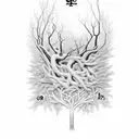 tree with the letters H and R in the roots, letter c as trunk and the letters e and l in the crown tattoo design idea