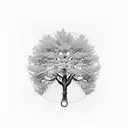 tree with the letters H and R in the roots, letter c as trunk and the letters e and l in the crown tattoo design idea