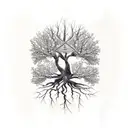 tree with the letters H and R in the roots, letter c as trunk and the letters e and l in the crown tattoo design idea