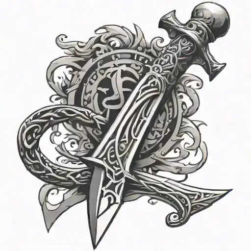 roman sword tattoo design idea