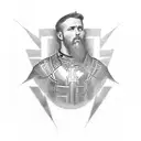 Christian soldier. Somewhere within the figure I want the phrase "2nd Corinthians 12:10" tattoo design idea