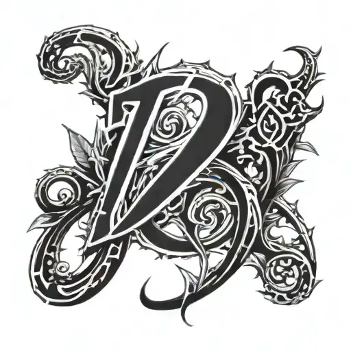 wrist tattoo with thorny vines wrapped with the initials B&W tattoo design idea