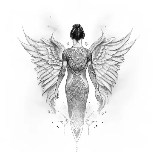 wing with "adel" written under tattoo design idea