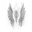 wing with "adel" written under tattoo design idea