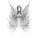wing with "adel" written under tattoo design idea