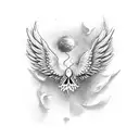 wing with "adel" written under tattoo design idea