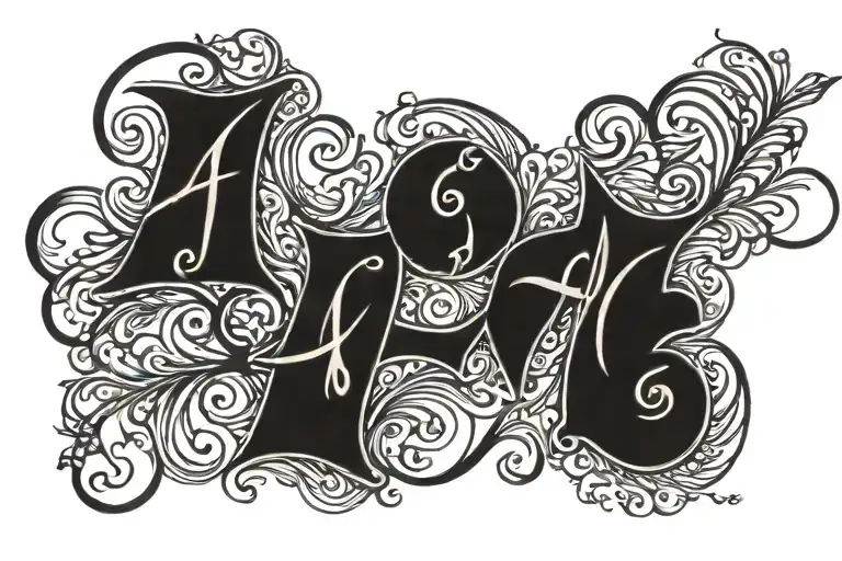 Amor Fati written vertically with thick shading in cursive tattoo design idea