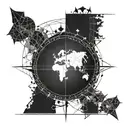 the globe with around the globe a compass with hearts instead of the wind directions tattoo design idea