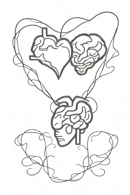 heart and brain vs heart tattoo design idea
