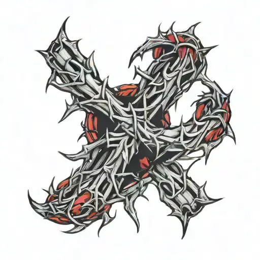 bloody crown of thorns wrapped tattoo design idea