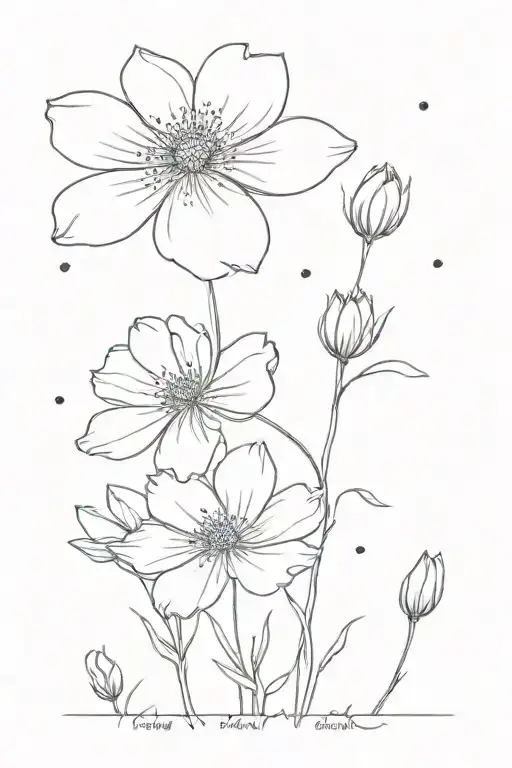 Cosmos flower tattoo design idea