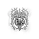 Tattoo, Schachbrett, Bauernfigur, König, Krone, Gold, Rot, Spiegelung, abgetrennter Kopf, Überlegenheit, Thron, Symbolik tattoo design idea