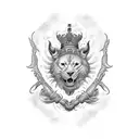 Tattoo, Schachbrett, Bauernfigur, König, Krone, Gold, Rot, Spiegelung, abgetrennter Kopf, Überlegenheit, Thron, Symbolik tattoo design idea