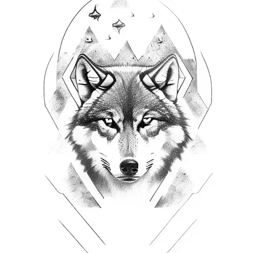 Captain leading a pack of wolves with Turkish flag in the background tattoo design idea
