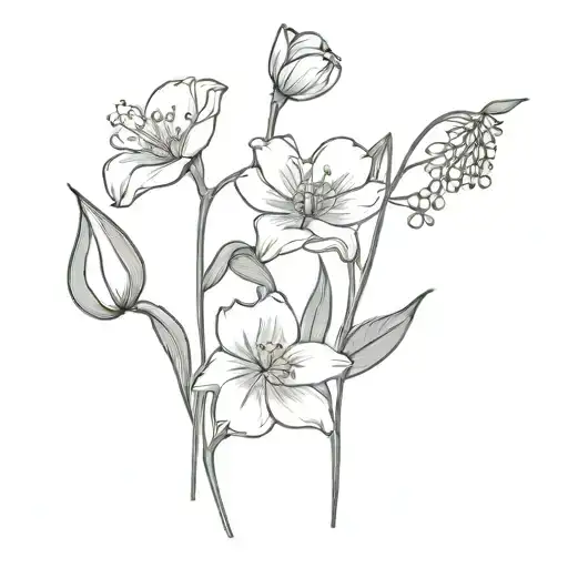 poppy flowers and lily of the valley flower tattoo design idea