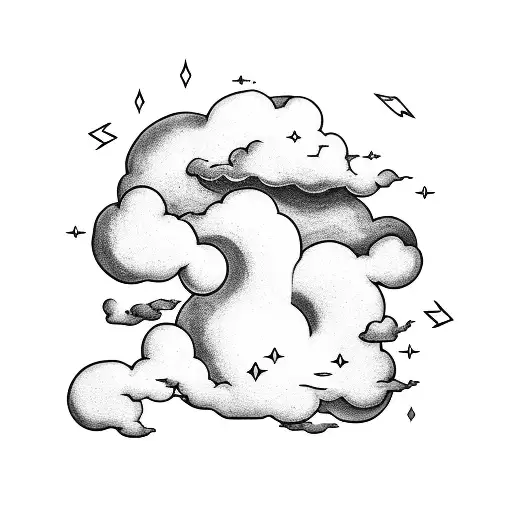 cloud with lighting tattoo design idea