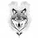 Wolf and heart and signature tattoo design idea