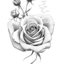 name "ann" with roses and clouds tattoo design idea