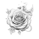 the name "ann" and date 2/9/72 with roses and clouds tattoo design idea