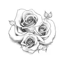 the name "ann" and date 2/9/72 with roses and clouds tattoo design idea
