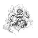 the name "ann" and date 2/9/72 with roses and clouds tattoo design idea