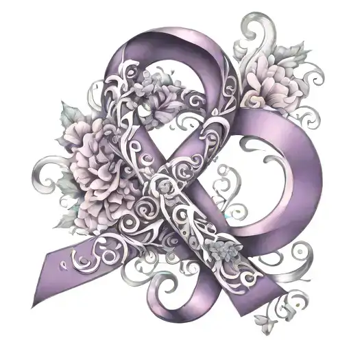 letter R ribbon Alzheimer's awareness ribbon tattoo design idea